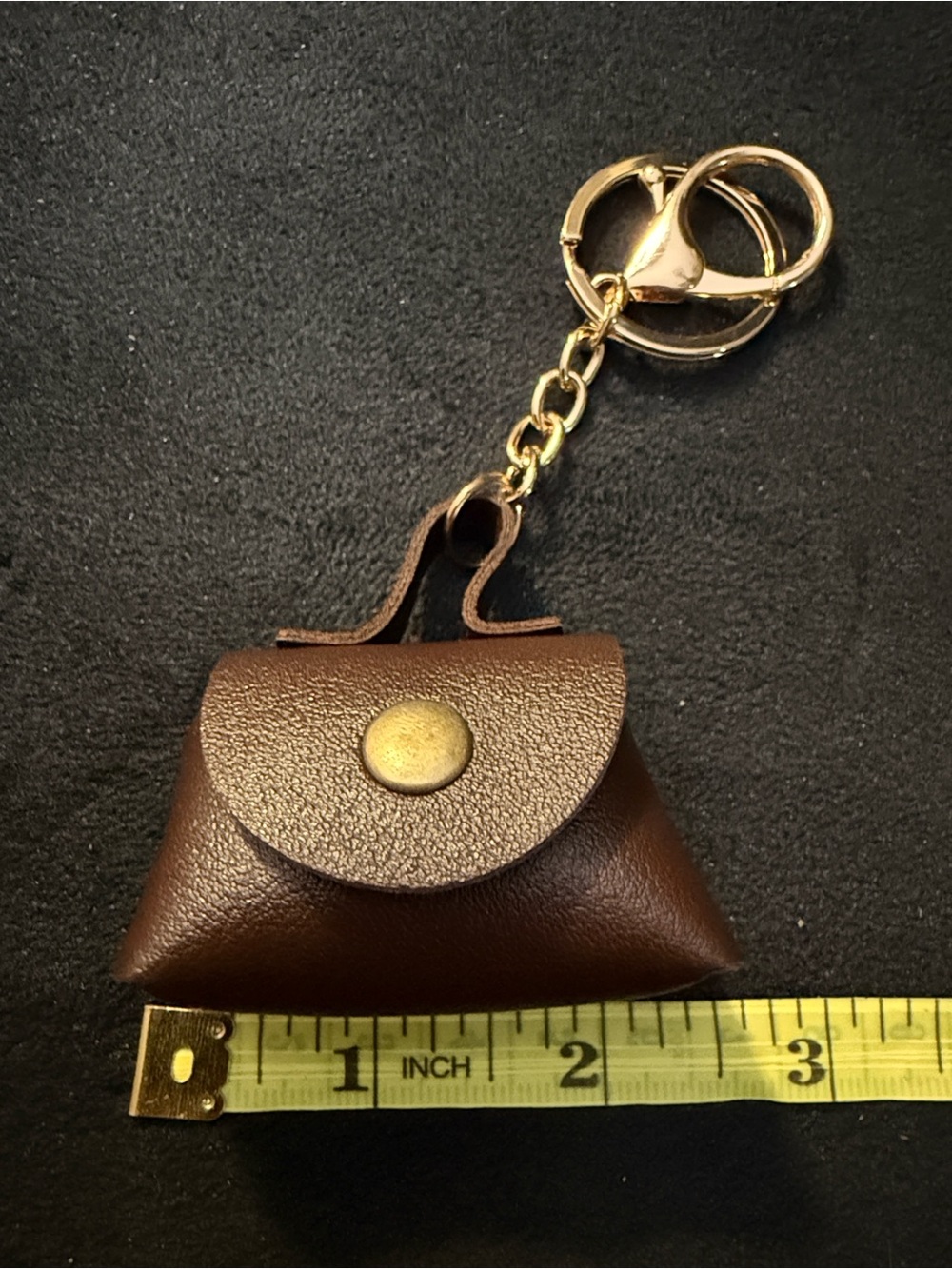 Leather Mini Purse Keychain - Dark Brown